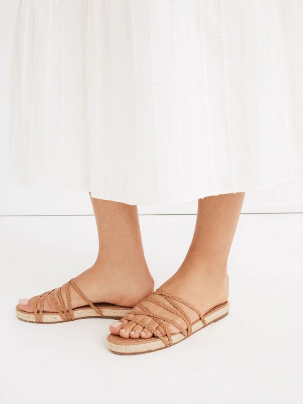 Madewell Amber Brown The Kathryn Leather Espadrille Slide Sandal MD777 Size 6